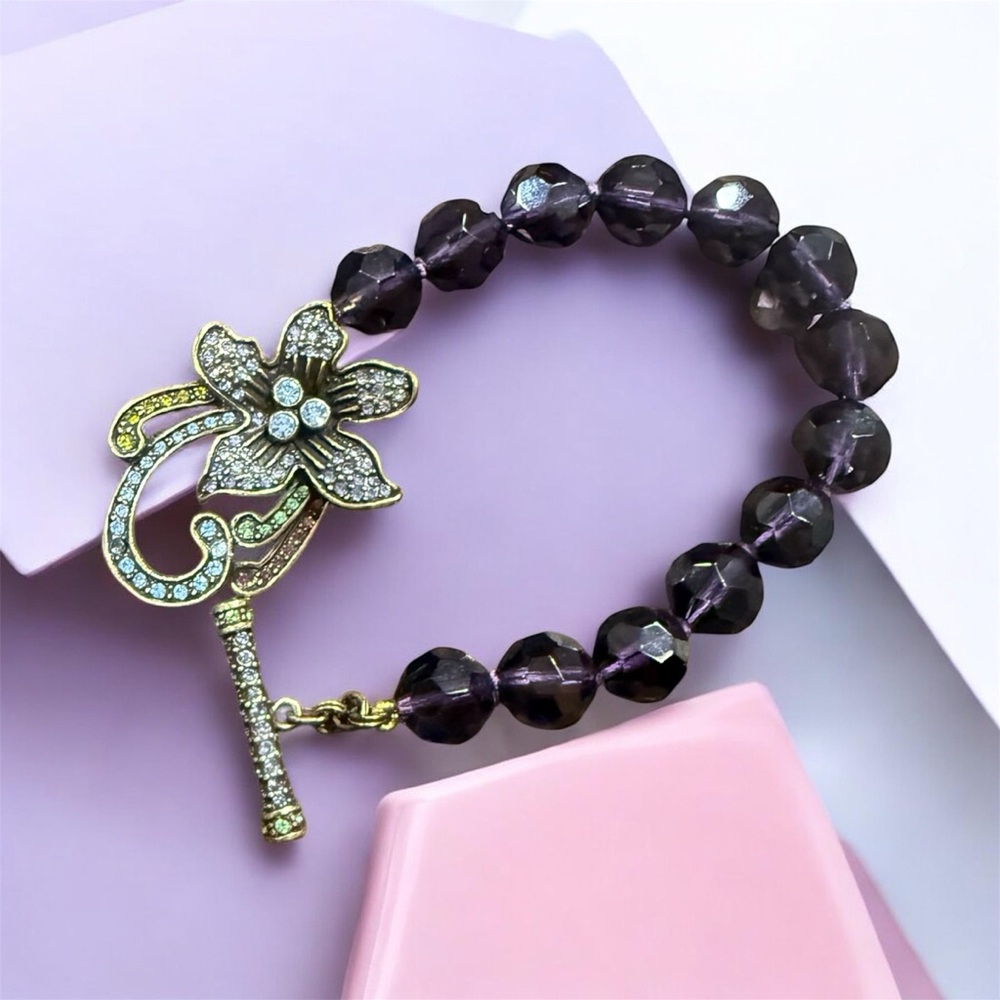 Heidi Daus - Elegant Multicolored Swarovski Crystal Floral Bracelet With Toggle